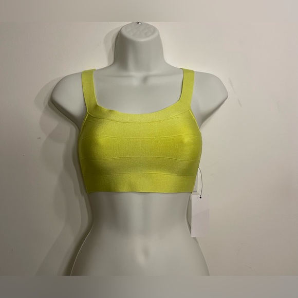 New Women’s Guess Bandage Crop Top in neon yellow, size XS - Picture 4 of 8